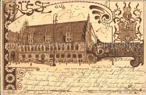 Hannover Altes Rathaus Litho Kat. Hannover