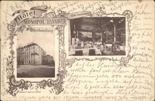 Hannover Hotel Monopol Weinhandlung Restaurant Reichspost Kat. Hannover