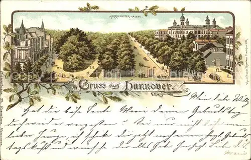 Hannover Herrenhaeuser Allee Litho Reichspost Kat. Hannover