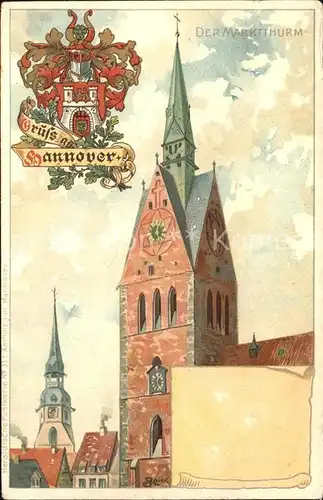 Hannover Marktturm Wappen Kuenstlerkarte Kat. Hannover