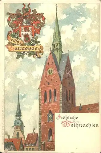 Hannover Kirche Wappen Weihnachtskarte Kuenstlerkarte Kat. Hannover