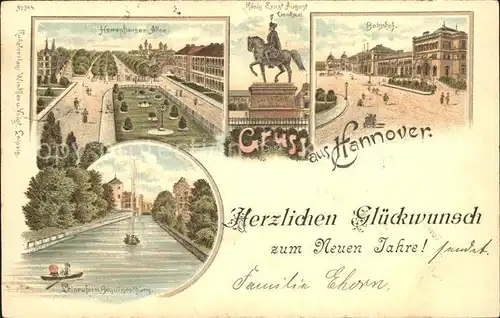 Hannover Herrenhaeuser Allee Koenig Ernst August Denkmal Bahnhof Leineufer Beguinenturm  Kat. Hannover