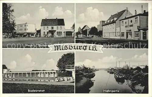 Misburg Anderten Meyers Garten Gasthaus Bahnhofstrasse Badeanstalt Hafen Kat. Hannover