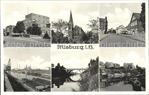 Misburg Anderten Strassenpartie Kirche Kanal Bruecke Hafen Kat. Hannover