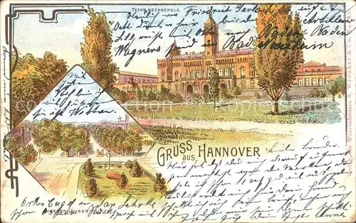 Hannover Technische Hochschule Herrenhaeuser Allee Litho Kat. Hannover