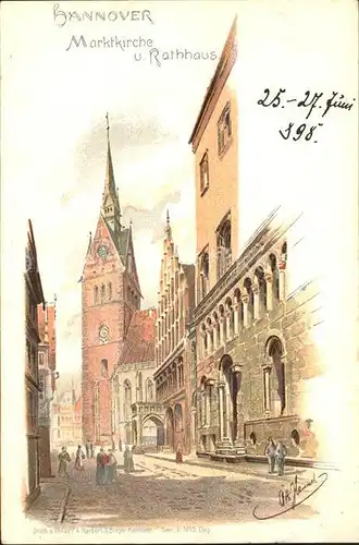 Hannover Marktkirche Rathaus Kuenstlerkarte Kat. Hannover