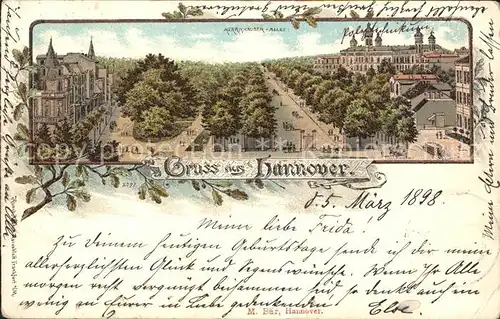 Hannover Herrenhaeuser Allee Litho Reichspsot Kat. Hannover