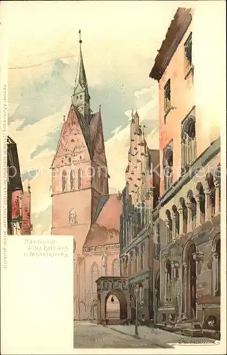 Hannover Altes Rathaus Marktkirche Kuenstlerkarte Kat. Hannover