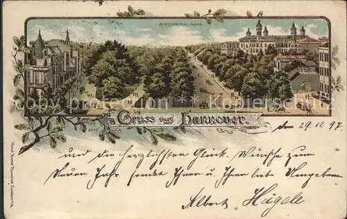 Hannover Herrenhaeuser Allee Litho Reichspost Kat. Hannover