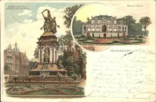 Hannover Kriegerdenkmal Hohenzollernstrasse Neues Haus Reichspost Kat. Hannover