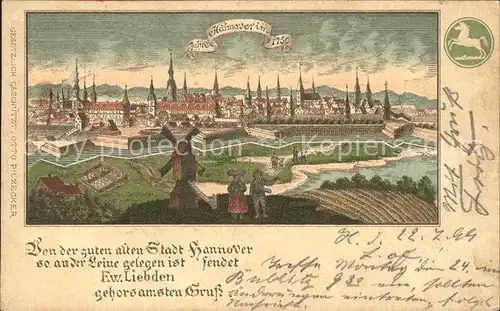 Hannover Stadtbild anno 1750 Reichspost Kat. Hannover