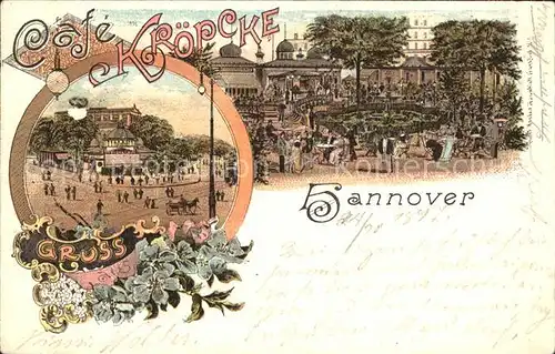 Hannover Cafe Kroepcke Litho Reichspost Kat. Hannover