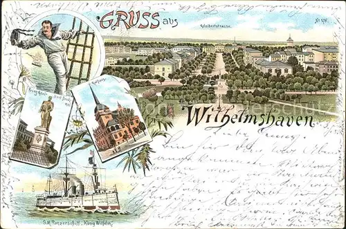 Wilhelmshaven Panzerschiff Koenig Wilhelm Matrose Prinz Adalbert Denkmal Rathaus Adalbertstrasse Kat. Wilhelmshaven