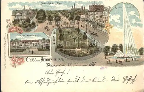 Herrenhausen Hannover Herrenhaeuser Allee Grosse Fontaine Schloss Reichspost Kat. Hannover