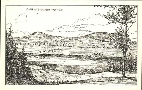 Knuellwald mit Schwarzenboerner Teich Federzeichnung Kat. Knuellwald