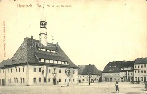 Neustadt Sachsen Markt mit Rathaus Kat. Neustadt Sachsen