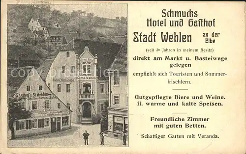 Wehlen Sachsen Schmucks Hotel und Gasthof Stadt Wehlen Kat. Wehlen