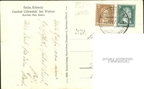 Wehlen Sachsen Panorama Gasthof Uttewalde Tanzsaal Kat. Wehlen