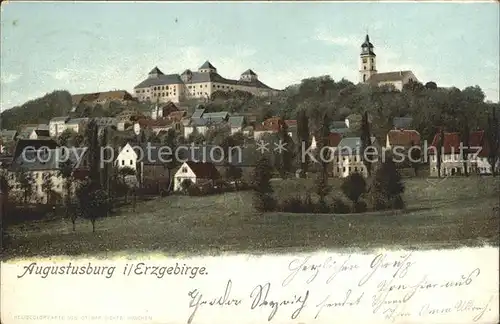 Augustusburg Teilansicht mit Schloss Augustusburg Kat. Augustusburg