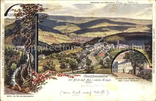Aue Erzgebirge Schwarzatal Gleesberg mit Koehlerturm Oberpfannenstiel  Kat. Aue