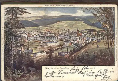Aue Erzgebirge Blick vom Gemauerten Stein Kat. Aue