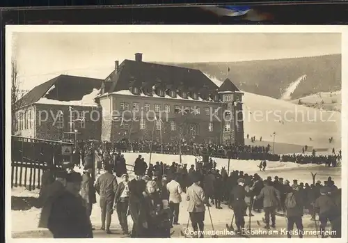 Oberwiesenthal Erzgebirge Eisbahn am Kreisturnerheim Kat. Oberwiesenthal