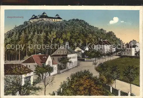 Augustusburg Ortsblick mit Schloss Augustusburg Kat. Augustusburg