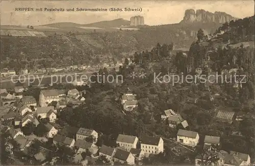 Krippen Bad Schandau mit Postelwitz und Schrammsteine Kat. Bad Schandau