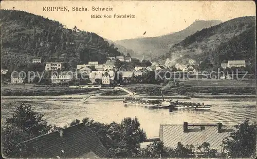 Krippen Bad Schandau Blick von Postelwitz Elbedampfer Kat. Bad Schandau