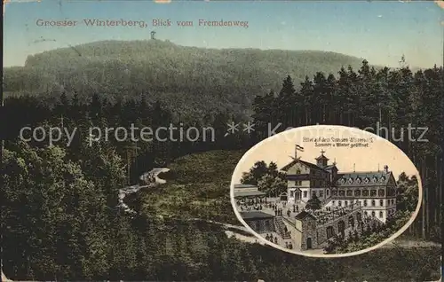 Oberwiesenthal Erzgebirge Blick vom Fremdenweg Hotel auf dem Gr Winterberg Kat. Oberwiesenthal