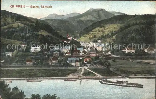 Krippen Bad Schandau Panorama Elbepartie Dampfer Kat. Bad Schandau