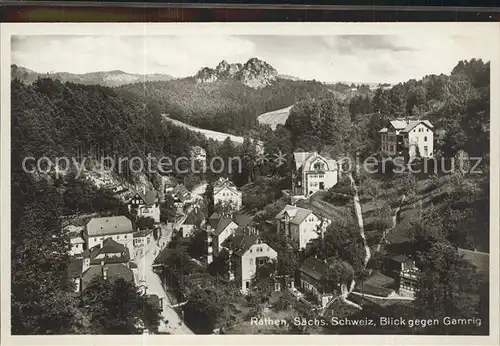 Rathen Saechsische Schweiz mit Gamrigblick Kat. Rathen Sachsen