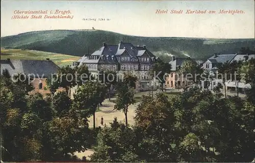 Oberwiesenthal Erzgebirge Hotel Stadt Karlsbad am Marktplatz Kat. Oberwiesenthal