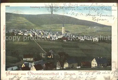 Oberwiesenthal Erzgebirge mit Fichtelberg und Unterkunftshaus Kat. Oberwiesenthal