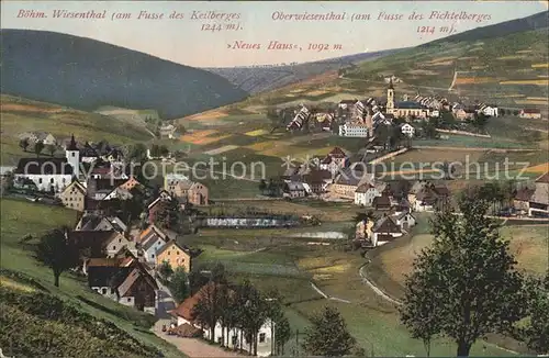 Oberwiesenthal Erzgebirge Totalansicht mit Neuem Haus und Keilberg Kat. Oberwiesenthal