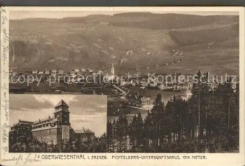 Oberwiesenthal Erzgebirge Totalansicht mit Fichtelberg Unterkunftshaus Kat. Oberwiesenthal