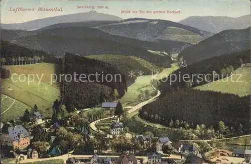 Blauenthal Erzgebirge Panorama mit Auersberg und Tal der gr Bockau Kat. Eibenstock