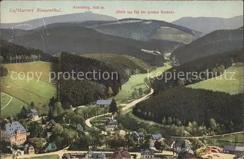 Blauenthal Erzgebirge Panorama mit Auersberg und Tal der grossen Bockau Kat. Eibenstock