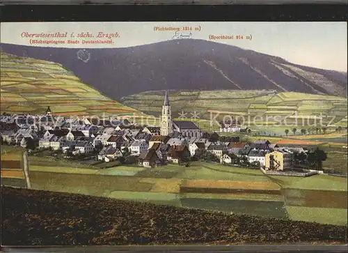 Oberwiesenthal Erzgebirge mit Fichtelberg und Sporthotel Kat. Oberwiesenthal
