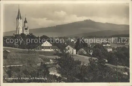 Eibenstock Kirche mit Auersberg Kat. Eibenstock