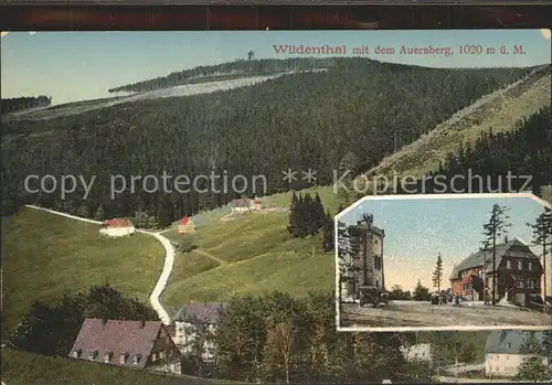 Wildenthal Eibenstock mit Auersberg Turm und Unterkunftshaus