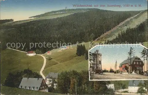 Wildenthal Eibenstock mit Auersberg Turm und Unterkunftshaus