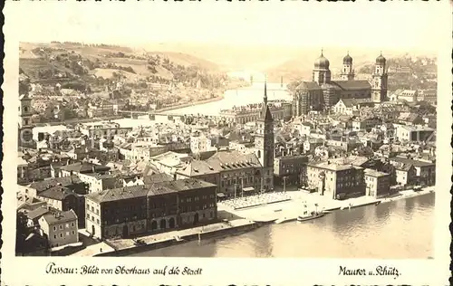 Passau Blick von Oberhaus Kirche Dom Kat. Passau