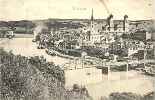 Passau Teilansicht mit Kirche und Dom Kat. Passau
