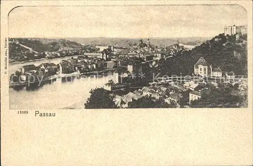 Passau Panorama mit Donau Inn und Ilz Kat. Passau