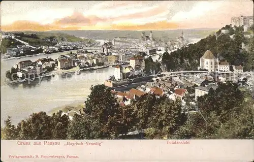 Passau Panorama mit Donau Inn und Ilz Kat. Passau