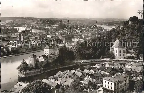 Passau Panorama mit Ilz Donau und Inn Kat. Passau