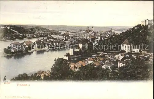 Passau Panorama mit Ilz Donau Inn Kat. Passau