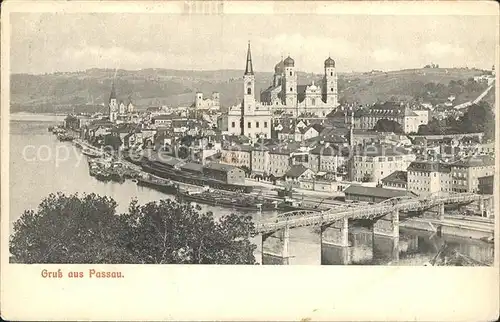 Passau Donaupartie mit Dom Kat. Passau
