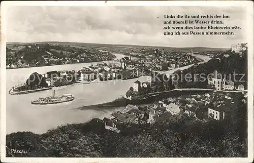 Passau Panorama mit Ilz Donau Inn Kat. Passau